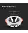 GU10 indbygningsspot - Hvid med krom, rund, Ø8,5 cm, hul: Ø7,2 cm, uden lyskilde