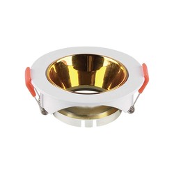 Producenter GU10 lampe - rundt, hvidt ramme, guld reflektor
