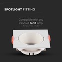GU10 - lampe, kvadratisk, hvid ramme, hvid reflektor
