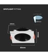 GU10/MR16 Downlight med sort reflektor - Uden lyskilde, Sort, Hul: Ø7,2 cm, Mål: 8,5x8,5 cm