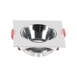 Producenter GU10 - lampe, kvadratisk, hvid ramme+krom reflektor.
