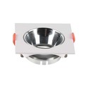 GU10 - lampe, kvadratisk, hvid ramme+krom reflektor
