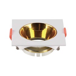 Producenter GU10 lampe - firkantet hvid ramme, guld reflektor