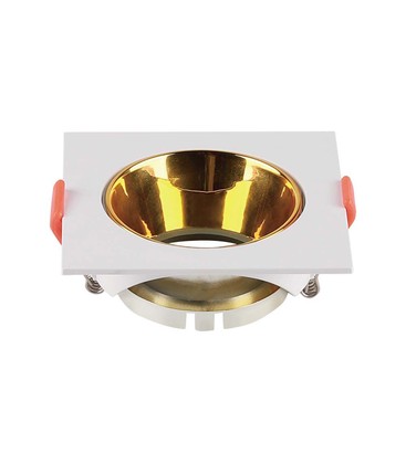 GU10 lampe - firkantet hvid ramme, guld reflektor GU10 lampe - firkantet hvid ramme, guld reflektor
