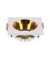 GU10 indbygningsspot - Firkantet, hvid med guld reflektor, hul: Ø7,2 cm, uden lyskilde