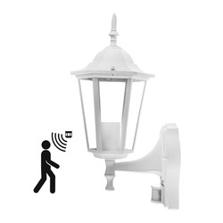 Udendørs væglamper V-Tac hvid væglampe m. sensor - IP44 udendørs, E27 fatning, uden lyskilde