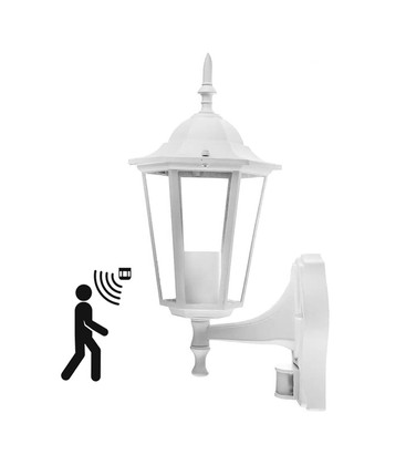 V-Tac hvid væglampe m. sensor - IP44 udendørs, E27 fatning, uden lyskilde