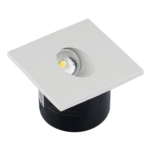 3W kvadratisk LED indbygningsspot til trapper - 4000K, 270lm, Hul: 62mm, Mål: 80x80mm