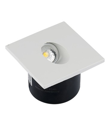 3W Trinlys LED - 4000K, firkantet