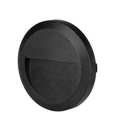 2W Trinlys - LED, 4000K, Sort hus, Rundt