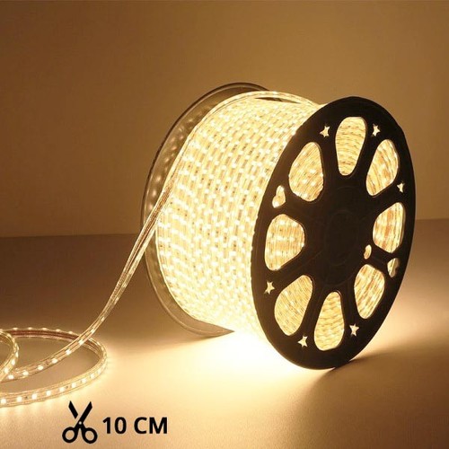5m 10W/m vandtæt LED strip (Type X-2) - 230V, IP67, 1300lm/m, Kan klippes for hver 10cm, op til 50m
