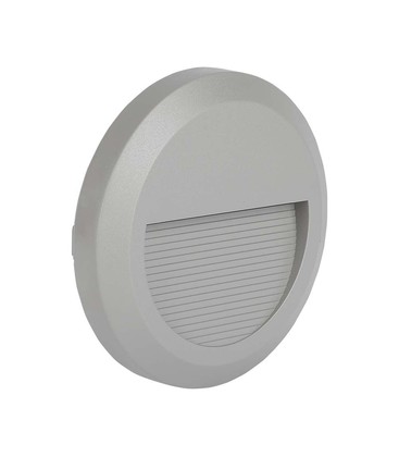 2W LED - Trin Lys, 3000K, Grå Hus, Rundt.