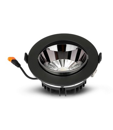 20W LED Reflektor COB Downlight - Samsung chip, 6400K, sort.
