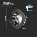 20W LED Reflektor COB Downlight - Samsung chip, 6400K, sort.