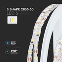 60 LED stribelys 5W/m S form - 6400K, 12V, IP20, 5m/rulle