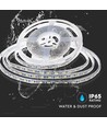 5m 8W/m stænktæt LED strip - 24V, IP65, 120 LED pr. meter, 6500K
