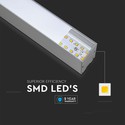 V-TAC 40W LED lineær hængelampe - Samsung chip, 4000K, sølv hus