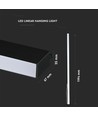 40W LED lineært pendelarmatur, sort - Samsung LED chip, 4000K, 120cm, 5 års garanti