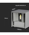 11W LED væglampe - Bridgelux chip, 3000K, grå, firkantet, aluminium, IP65