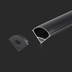 Elmateriel Monteringssæt med diffuser til LED-strip - 2000x15,8x15,8mm, Sort.
