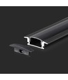 2m aluminiumsprofil til indbygning - Inkl. Sort cover, 24,7 x 7 mm, IP20
