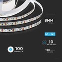 120 LED strip lys 8W/m - 6500K, IP20, 24V, Dobbelt PCB, 10m/rulle