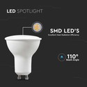 4,5W GU10 Spotlight - Hvid Plast, Mælkeagtigt Dæksel, 6500K, 110D, 6 stk/pakke.