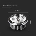 AR111 LED udskiftelig reflektor spotlys 20W - 6400K, 40°/20°, sølv