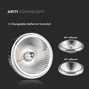AR111 LED udskiftelig reflektor spotlys 20W - 6400K, 40°/20°, sølv