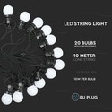 0,5W - Pære LED Lyskæde, 10m, 20 Pærer, EU Stik, 6000K, 24V