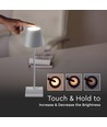 3W genopladelig LED bordlampe, touch dæmpbar - 5V, Grå, 3000K, 4000mAh batteri, jern