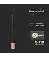 GU10 pendel, Sort/Guld - Ø6x50cm, cylinderformet, aluminium, uden lyskilde