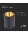 GU10 påbygningsspot - Sort, rund, IP20 indendørs, uden lyskilde