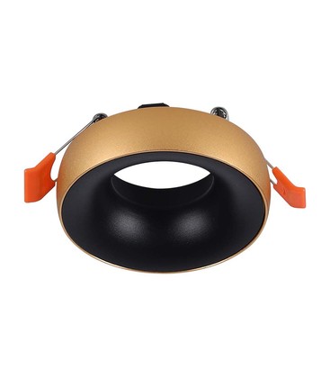 GU10 - lampe, rundt, guldramme+sort reflektor