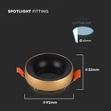 GU10 - lampe, rundt, guldramme+sort reflektor