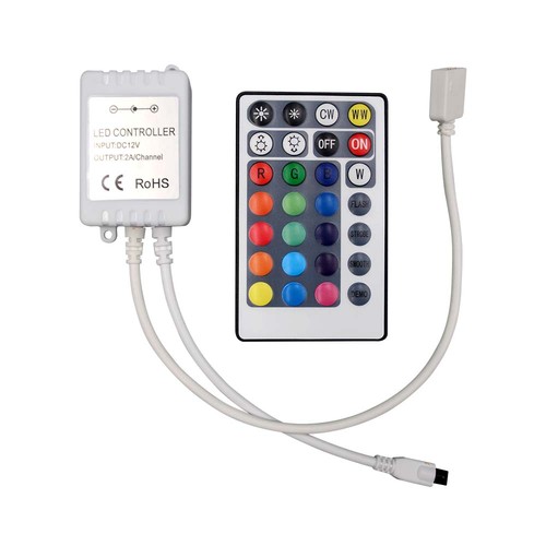 RGB+CCT controller med fjernbetjening - 12V/24V, 28 knapper, 10A, til LED strips