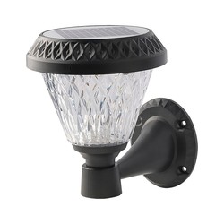 Elmateriel LED Solcelle Væglampe - RF-styring, CCT 3i1, Sort, IP44, 160x230mm.