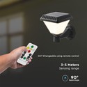 LED Solcelle Væglampe - RF-Kontrol, CCT, 3-i-1, Sort Hus, IP44, 160x160x230mm