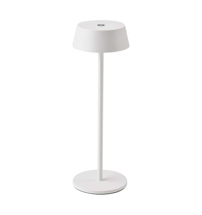 2W genopladelig LED bordlampe, hvid - IP54, touch dæmpbar, 5V, varm hvid, op til 10 timers batteri