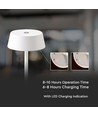 2W genopladelig LED bordlampe, hvid - IP54, touch dæmpbar, 5V, varm hvid, op til 10 timers batteri