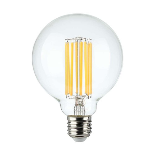 E27 6W LED filament pære - G95, 600lm, 3000K, 300° spredning