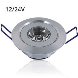 LED downlights 1W LED indbygningsspot - Hul: Ø4,4-4,8 cm, Mål: Ø5,2 cm, 2,2 cm høj, dæmpbar, 12V/24V