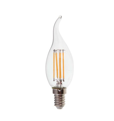 E14 4W LED filament kertepære med flamme - 400lm, 6500K, kold hvid