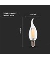 E14 4W LED filament kertepære med flamme - 400lm, 6500K, kold hvid
