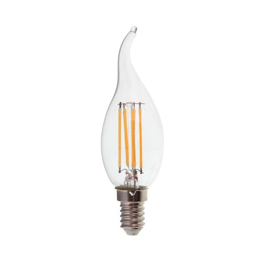 E14 4W LED kertepære med flamme - Filament, 400lm, 6500K, Samsung LED chip