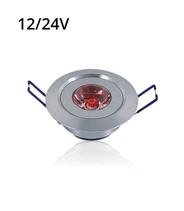 Outlet: LEDlife 1W indbygningsspot med rødt lys - Hul: Ø4,4 cm, Mål: Ø5,2 cm, 2,2 cm høj, dæmpbar, 12V/24V