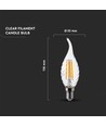 E14 4W LED flammepære - Kultråd, kertepære med twist og flamme facon, 4000K