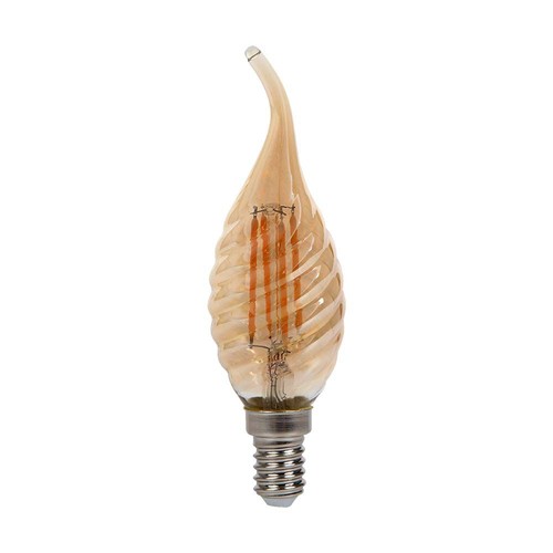 E14 4W Filament LED kronepære - Candle tip, amber glas, 2200K, Ø3,5cm