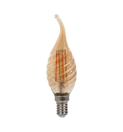 E14 4W Filament LED kronepære - Candle tip, amber glas, 2200K, Ø3,5cm