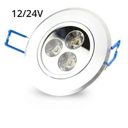 LED downlights 3W indbygningsspot - Hul: Ø7-8 cm, Mål: Ø8,4 cm, 4 cm høj, dæmpbar, 12V/24V